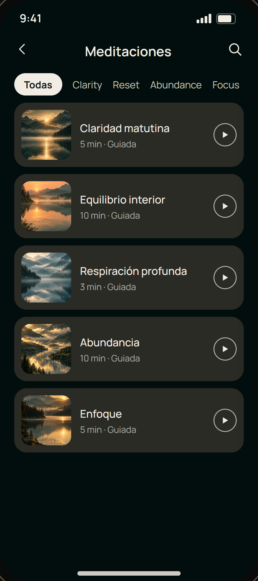 Biblioteca de meditaciones por modo